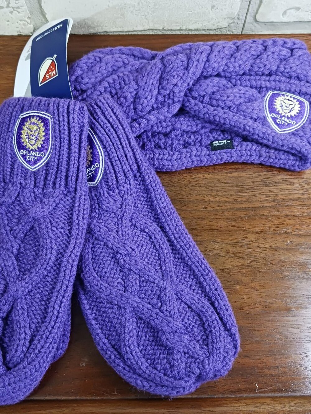 MLS Orlando City SC Womens Winter Mitten Headband & Gloves Hat Bundle Purple